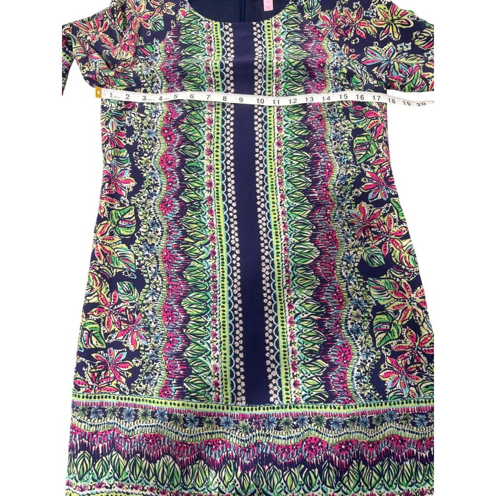 Lilly Pulitzer Womens Size 6 Silk Shift Rylee Dress Navy Floral - Picture 6 of 9